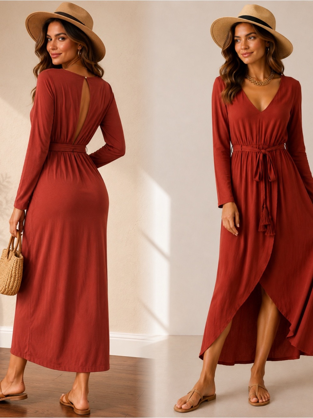 Tulip style long sleeve midi dress